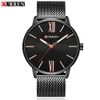 Curren Hot Fashion Ultradünne klassische Quarzuhren Business Herren-Armbanduhr Edelstahlband wasserdichte männliche Uhr Q0524