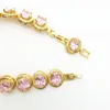 Link, Chain Luxury Egg Shaped Pink Stone Cubic Zirconia Crystal Zircon Bridal Bracelet & Bangle Wedding Dinner Party Accessories