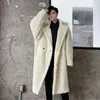 Men's Trench Coats Men Winter Loose Thick Fake Lamb Windbreaker Coat Outerwear Male Women Streetwear Vintage Long Fur Jacket Overcoat Coat1