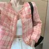 Ankomstbana Vår Franska Kvinnors Högkvalitativa Luxury Tweed Short Jacket Coat Elegant Sweet Outerwear 210529