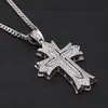 Flower Cross Pendant Necklace Mens Gold Necklace Iced Out Pendant Hip Hop Jewelry