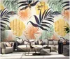 カスタム写真の壁紙3D壁画の壁紙美しい北欧熱帯の植物木板絵画現代のミニマリストテレビの背景壁紙ホームの装飾