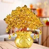 19cm Natural Crystal Tree Money Ornaments Bonsai Style Wealth Luck Feng Shui Home Decor(with Gold Coins and Base) 210804