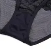 Kvinnors ultra tunna andningsbara spets se igenom push up underwire underkläder set sexiga bh + spetsar rätbälte + elastiska briefs 3pcs / set x0526
