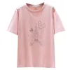 L-4XL plus size donna Harajuku T-shirt top manica corta o collo allentato casual Diamante rosa femminile T-shirt oversize tee 210604