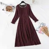 Chiffon Dress Women Spring Vintage Korean Fashion Floral Long Sleeve Dress Casual High Waist Ruffled Long Dress Vestidos 210521