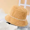 Trendy Autumn And Winter Women Hat Leisure Simulated Pearl Graceful Fisherman Hat Simple Fashion Warm Windproof Plush Basin Hats G220311