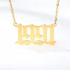 Pendant Necklaces Birth Year Number Necklace For Women Mens Gift Old English Letter Chain Jewelry