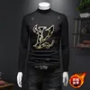 2024 winter new men's tops light luxury warm T-shirt trend double-sided plush half turtleneck slim casual bottoming shirt thickening