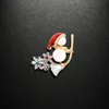 Pins, Brooches 1pcs Lovely Enamel Snowman Pearls For Women And Men Rhinestone Snowflake Christmas Brooch Pins Year Gifts