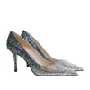 2021 женские туфли-лодочки с кристаллами и градиентом пайеток, летняя женская обувь из натуральной кожи, туфли на высоком каблуке для вечеринки, выпускного вечера, свадьбы