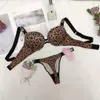 Letter Rhinestone Underkläder Set Rosa Comfort Push Up BH Trosa 2 Piece Luxury Secrets For Sexy Women Hot Bikinithong Underwear X0622