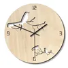 Wall Clocks Home Decor Living Room Silent Wooden Bird Clock For Kids Rooms Cartoon