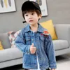 Spring Fall Baby Boy Denim Coats Tenn-down Collar Jeans Jackor för Teenage Boys Bomull Koreansk Tecknad Tops 4 8 12 ÅR 210622