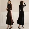 Autumn han edition cultivate one's morality with render a turtle neck long knitting dress knee hair 210602