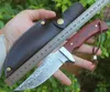 New Survival Straight Knife 3Cr13Mov Drop Point Blade Wood + Steel Head Handle Fixed Blade Knives With Leather Sheath