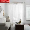 ENHAO Embroidered Tulle Curtain for Living Room Bedroom Kitchen White Floral Voile Sheer Curtain for Window Linen Curtain 210712