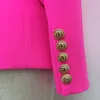 Оранжевый Fushia Blazer Женщины Офис Женские Золотые Двухбордовые Кнопки Осень Новая Мода Женская Куртка Blazers X0721