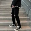 Homens jeans buracos sólidos plus tamanho 3xl solto diário streetwear estudantes hip hop coreano moda estilo na moda reta all-match chic x0621