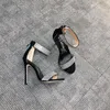 Sandals Sparkling Apricot Black Diamond Crystal High Heels Women 2021 Summer Sexy Club 35-43 Gladiator