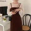 Womens Lace Shirt See Through Tops High Waist Velvet Suspender Elegant Dress Korean Suit Two-piece Set Women 210519