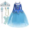 Girl's Dresses Princess Dress Girl Birthday Halloween Costume For Girls Children Clothing Cosplay Clothes Blue Long Gown Fancy Kids Costumes