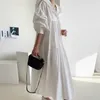 Minimalism Lantern Sleeve Korean Dresses Female Spring Autumn Chic Hooded Collar Casual Ladies Runway Dress 210510