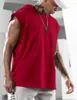 Erkek T-Shirt Yaz Erkek Kas Hoodie Yelek Kolsuz Vücut Geliştirme Tee Gevşek Koşu Spor Salonu Spor Tişört Hip Hop Sweatshirt Tops