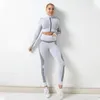 Yoga Outfit Seamless Women Set Fitness Long Sleeve Crop Top High Waist Leggings Sports Suits Workout Sportswear Girl Gym Clothing