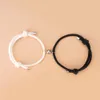 Presentes do Dia dos Namorados Pulseira Charme Ajustável Magnet Bracelet para Casais Branco Corda Preta Pulseira Jóias 2 Pcs / Set