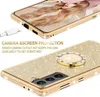 2021 Damen Mädchen Glitzer Niedliche Handyhüllen mit Ringständer, Bling Diamant Strass Bumper Schutzhülle für Galaxy Samsung S21 iPhone 12