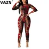 Vazn 2020 Nuovo arrivo plus size club sexy retrò morbido elastico a manicotto completo pantaloni lunghi pantaloni lunghi donne slim 2 pezzi set y0625