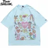 Мужская футболка большого размера в стиле хип-хоп, уличная одежда, футболка с принтом в виде сердца, радужных ангелов, хлопковая футболка Harajuku с коротким рукавом 220310