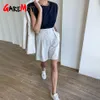 Shorts de verão das mulheres com cintura alta Feminino Solto Branco Clássico Joelho-Length Office Grande Doces Negros 210428