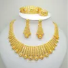 Dubai Gold Color Smyckesuppsättningar för stort halsband afrikanska kvinnor italienska brudbröllopstillbehör209k