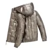 Erkekler parlak ince ördek aşağı palto moda trendi rüzgar geçirmez sıcak kapüşonlu kirpi ceket tasarımcısı kış lüks ekmek puf rahat ceketler için adam