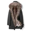 Mäns Läder Faux Real Fur Coat Natural Mink Liner Parka 2021 Vinter Jacka Män Raccoon Collar Luxury Warm Jackor MG-1807109 MY1705