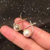 Moda jóias mini brincos de pérola cruzado brinco de ladrão de rhinstone