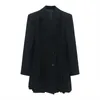 Woman Dress Spring French Style Elegant Double Breasted Slim Pleated Black Mini Suit Dresses Office Lady Vintage 210608