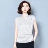 Koreanische Seide Frauen Blusen Top Frau Elastische Satin Bluse V-ausschnitt Hemd Plus Größe Blusas Mujer De Moda 4XL 210427