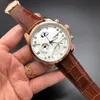 High Quality Fashion Men's Watches All Dial Work Leather Strap 42mm Dial Gold Watch Men's Valentine's Day Gift Dire250D