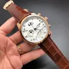 High Quality Fashion Men's Watches All Dial Work Leather Strap 42mm Dial Gold Watch Men's Valentine's Day Gift Dire198p