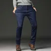 Hommes Mode Hiver Jeans Hommes Noir Slim Fit Stretch Épais Velours Pantalon Chaud Jeans Casual Pantalon Polaire Mâle Plus Taille 211009