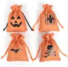 10 * 14 cm Confezione regalo di Halloween Pipistrello Zucca Teschio Tela di lino Caramelle Borsa con coulisse Tasca Trattare Snack Borse di stoccaggio Borsa per biscotti BAMBINI Dolcetto o scherzetto Decor