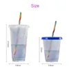 24oz/16oz High Quality Mugs Confetti Cup With Rainbow Straw Dot Color Changing Cups PP Cold Water By Sea JJA12128