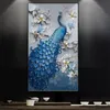 Tapety niestandardowe nowoczesne 3d po tapeta ulga Peacock Paym Malarstwo kawy sklep ścienny mural drzwi do salonu wystrój korytarza