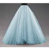 Sky Blue Puffy Long Tulle Skirts Women Vintage Gold Female Tutu Skirt For Bridal Poshoots Custom Made Christmas Saias 210708