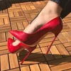Seksi Parlak Deri Metalik Topuk Tek Elbise ayakkabı Yüksek Topuklu Stilettos Kadın Düğün Sivri Burun Bıçak Pompaları Bayanlar Balo Balo Parti Ayakkabı Üzerinde Kayma