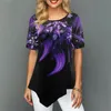 Summer Women Shirt Print Tops Round Neck Short Sleeve Boho Tee Shirts Female Casual Loose T-shirt Plus Size 210720