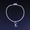 26 Letter Initial Necklace Silver Color Tennis Chain Choker for Women Statement Bling Crystal Alphabet Necklace Collar Jewelry